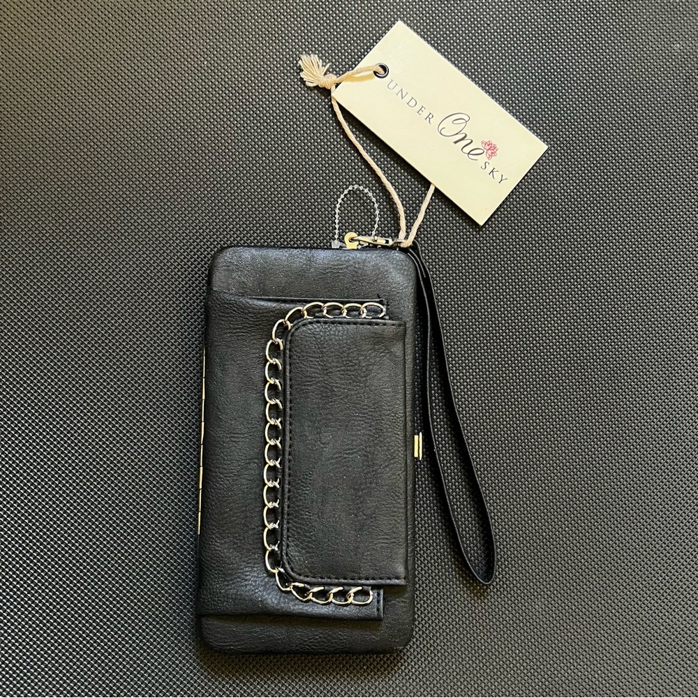 Under One Sky Clutch Black Wallet Snap Close